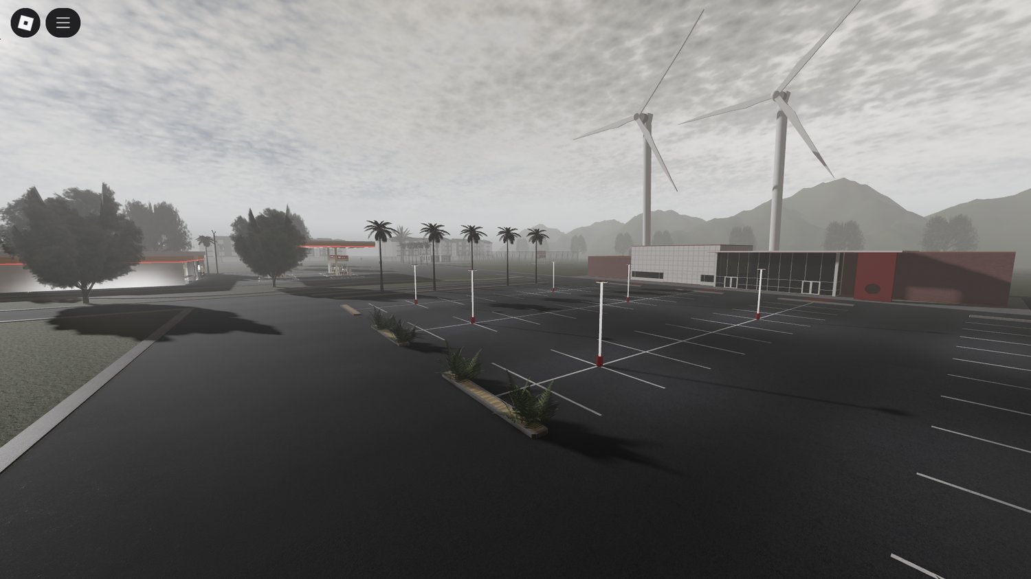 Interior-filled buildings in Palm Springs RP map – cafes, homes, and shops