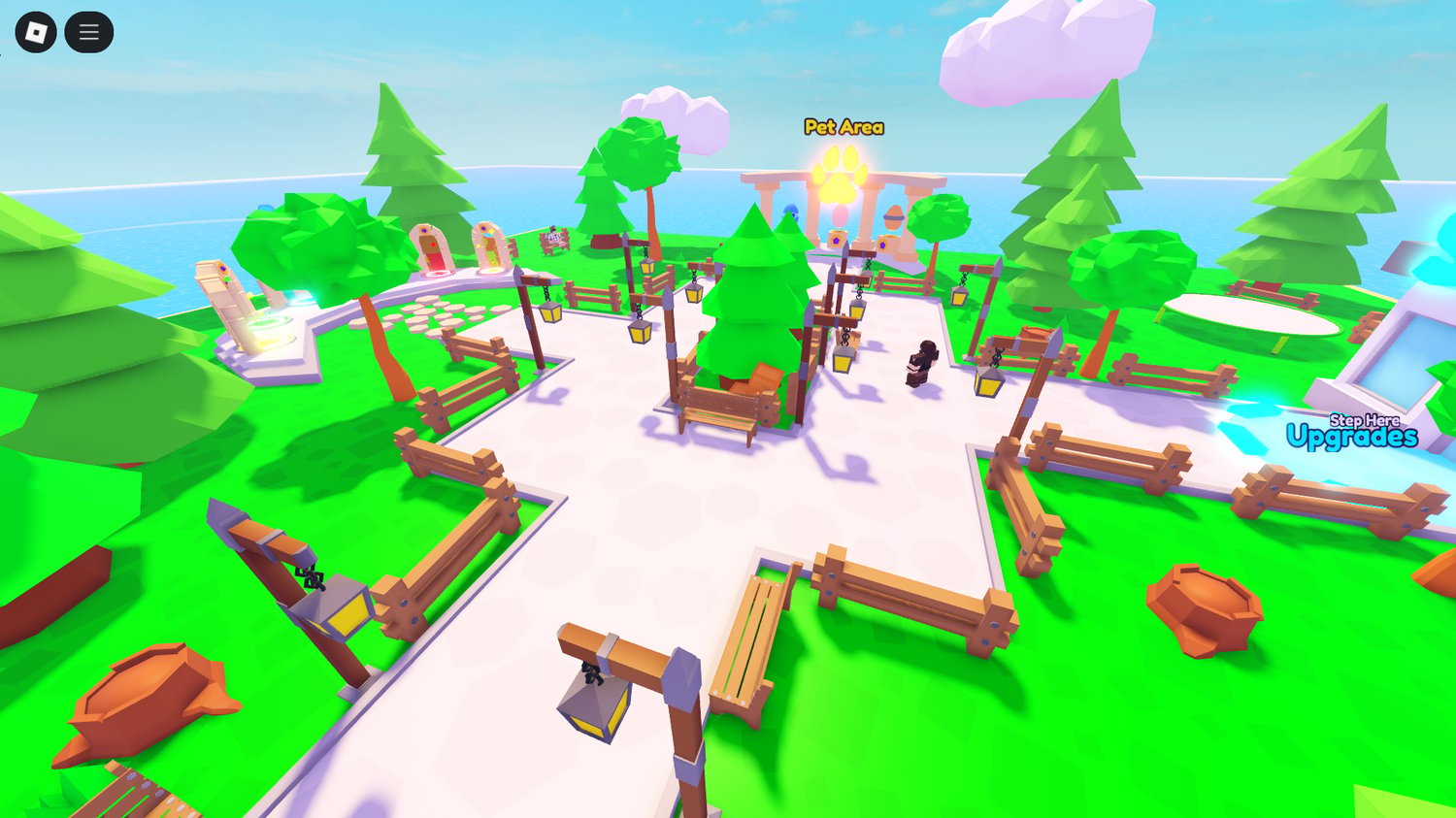 Portal hub area in simulator map – teleport to new zones and game levels