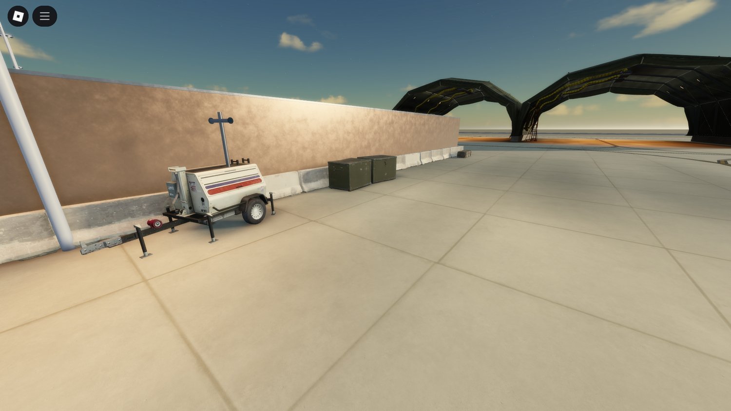 Hangar zone in Roblox airbase – game-ready for aircraft spawns and roleplay