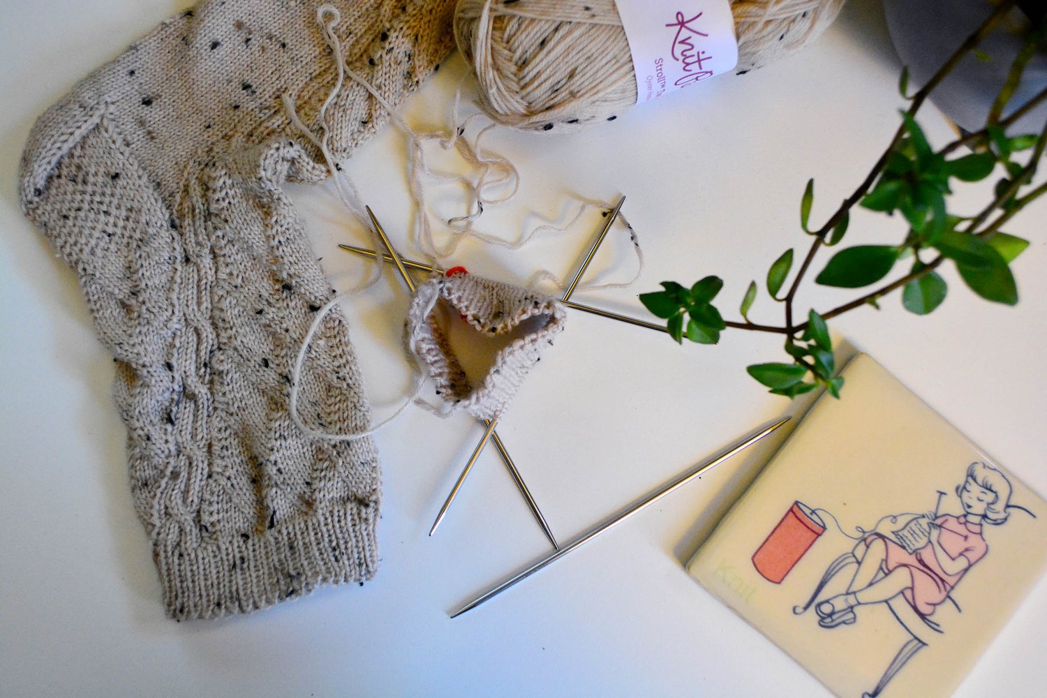 A pair of socks in progress.