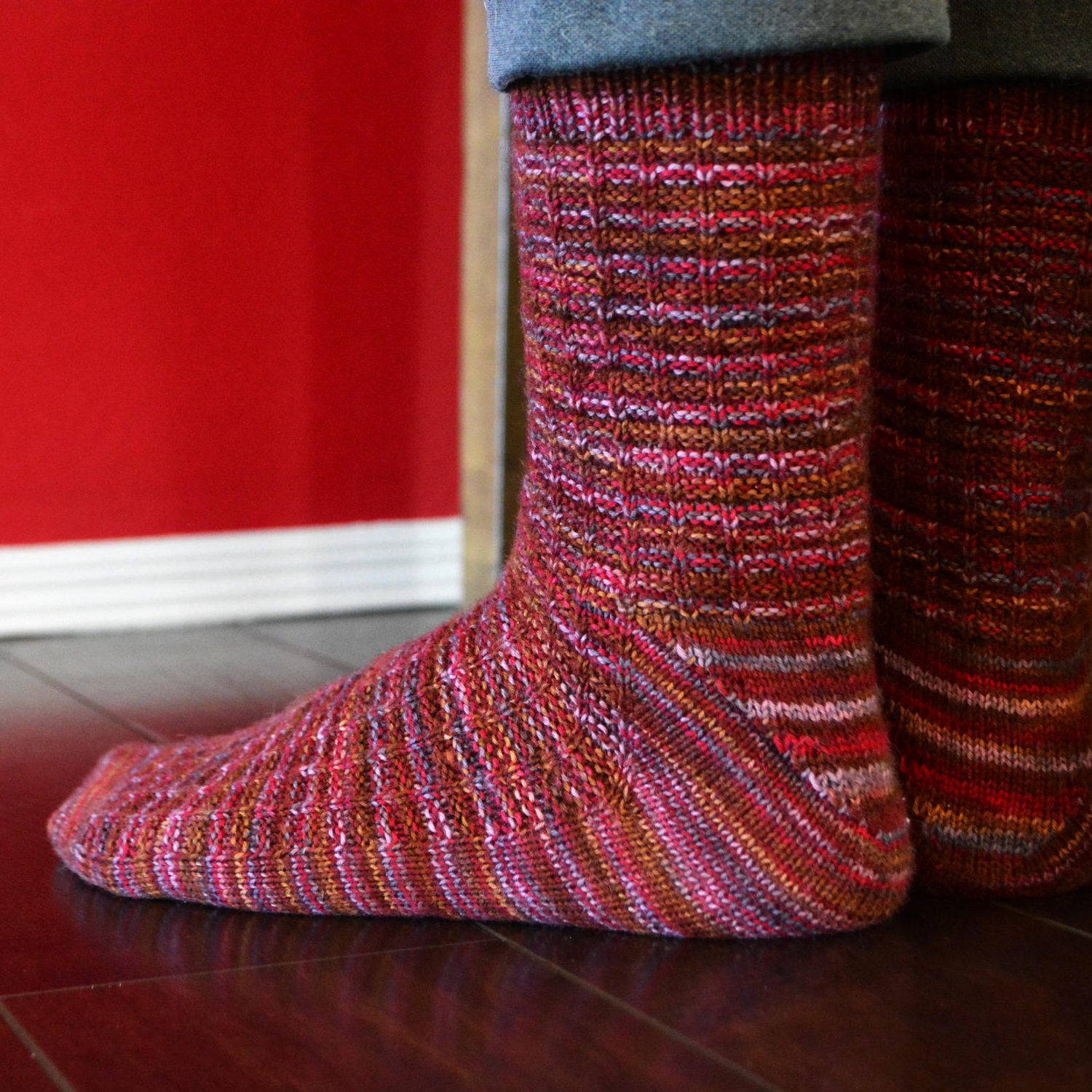 Close-up of heel shaping.