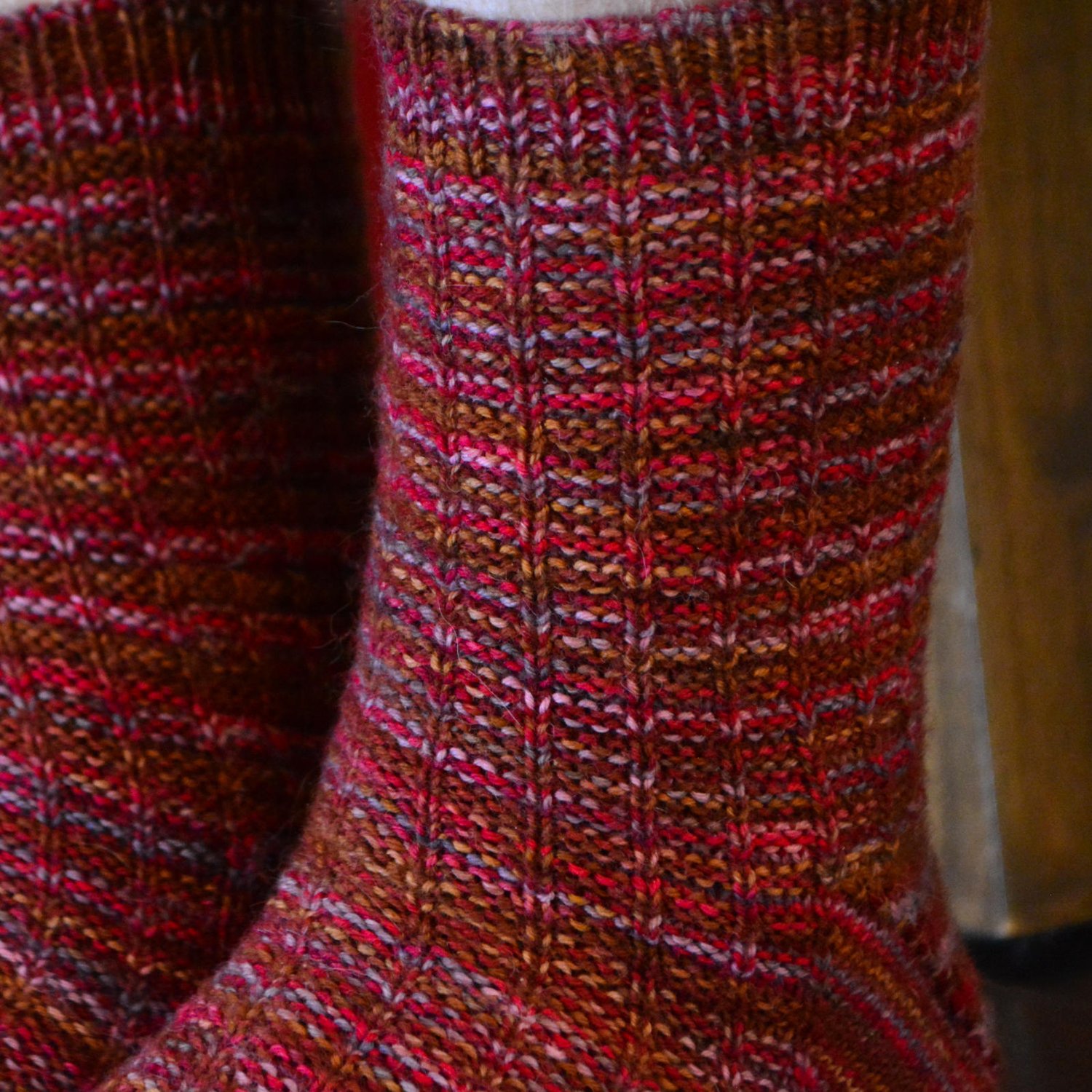Closeup of waffle weave texture on the leg.