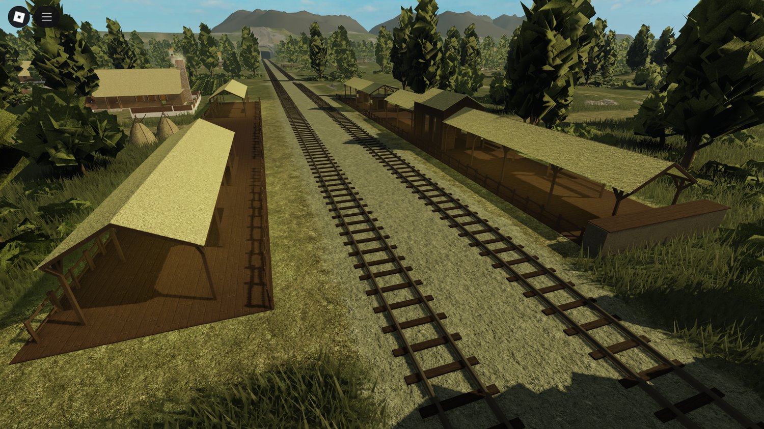 Train station near river with historical theme