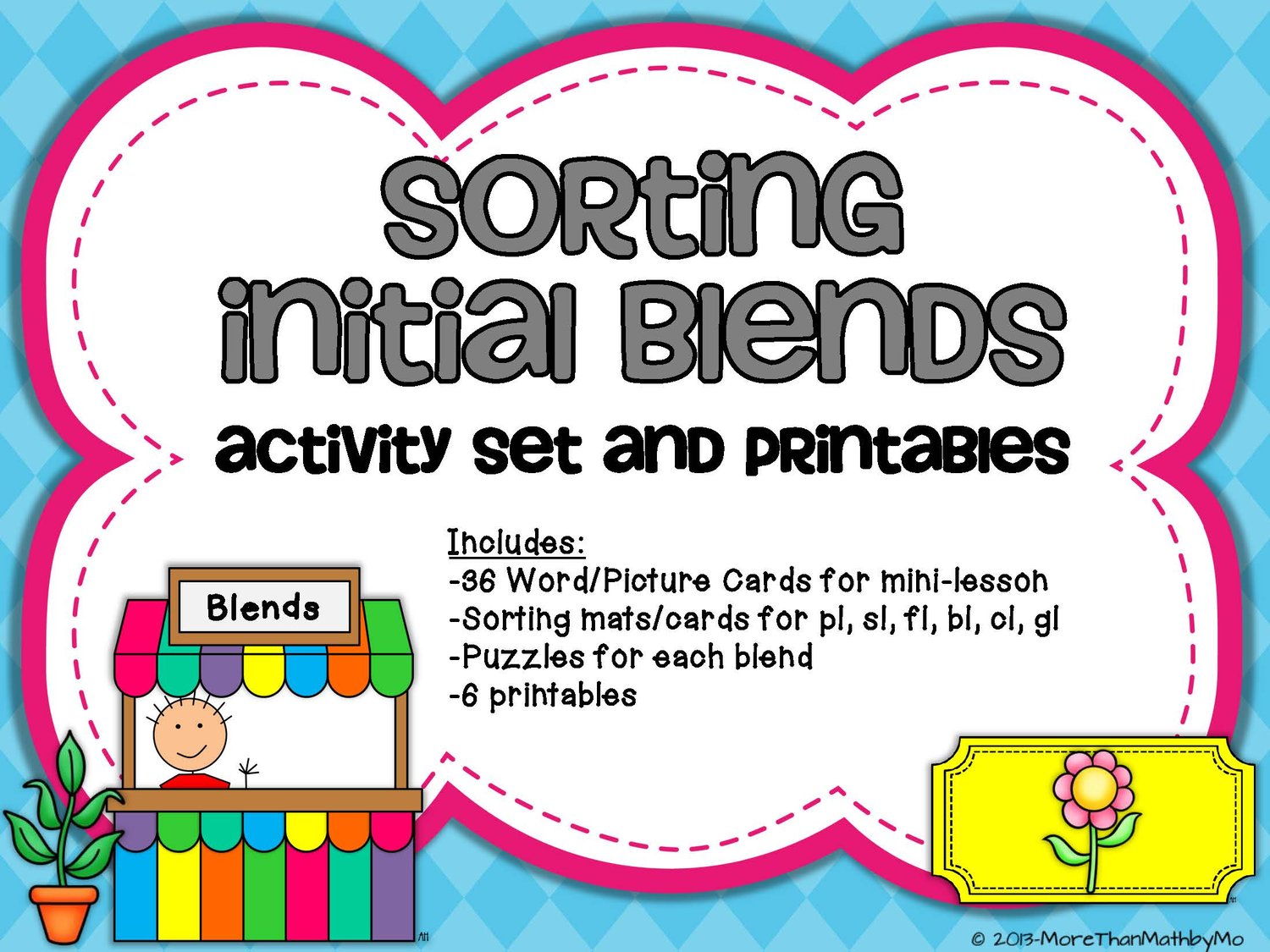 Initial Blends Activity Set & Printables: bl cl fl gl pl sl - B&W set included