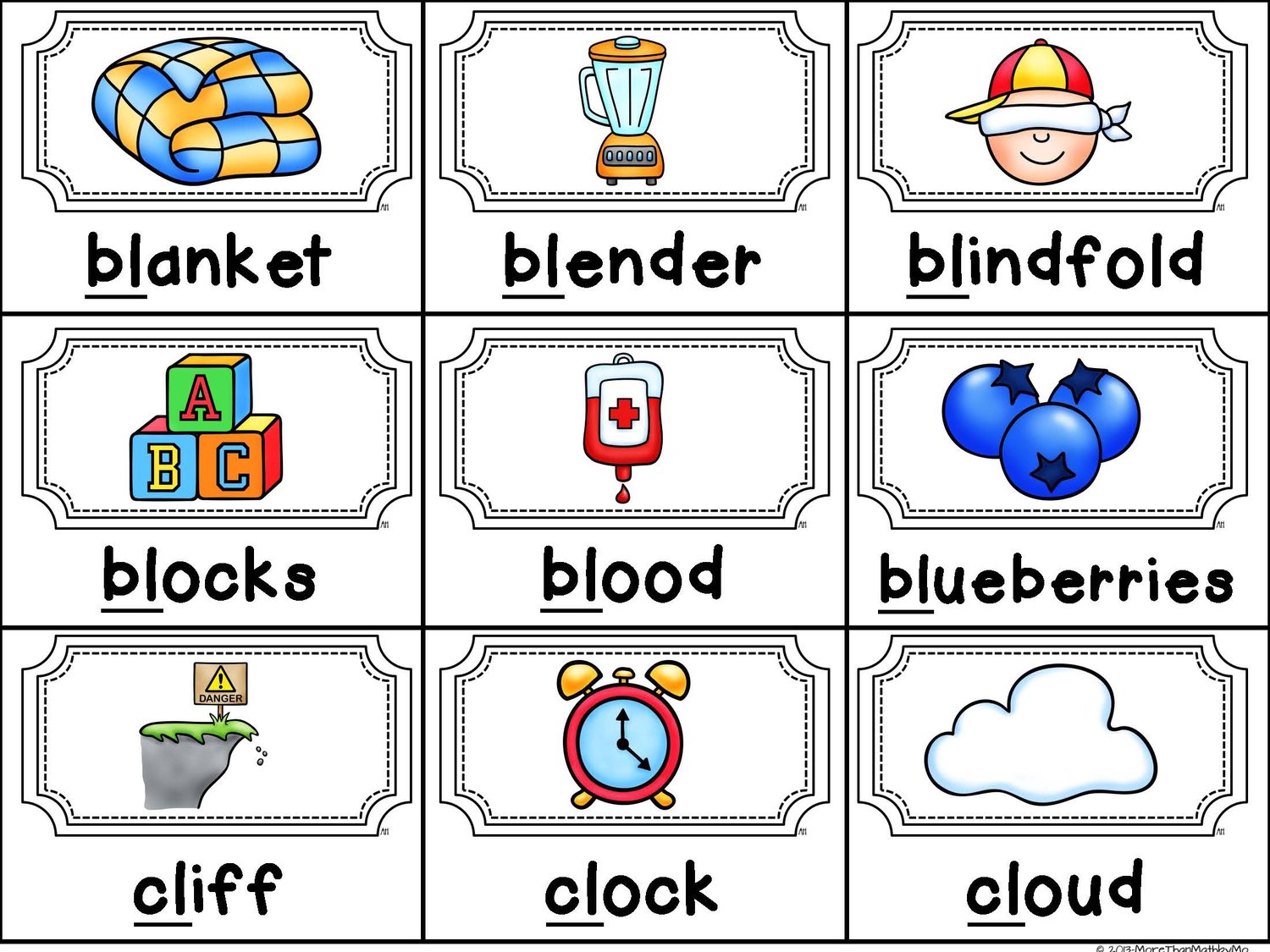 Initial Blends Activity Set & Printables: bl cl fl gl pl sl - B&W set included