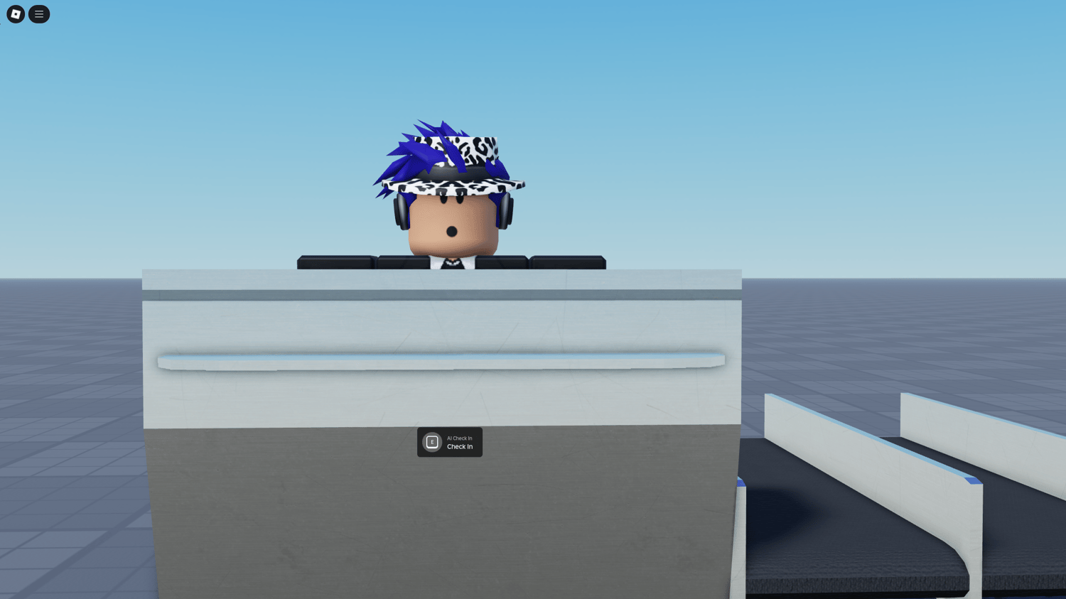Fully scripted AI greeting a player during check-in