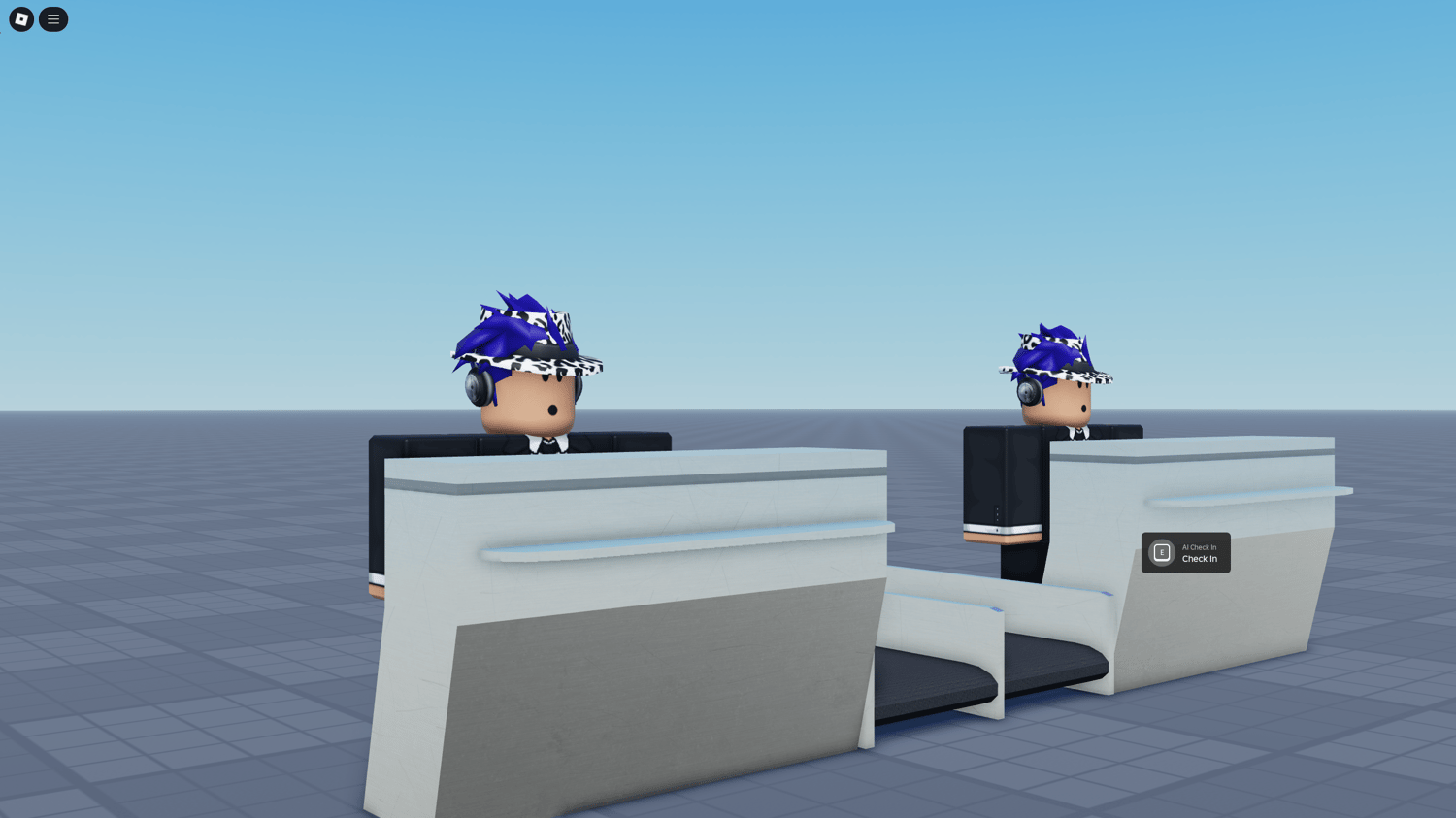 Roblox hotel lobby with working check-in desk