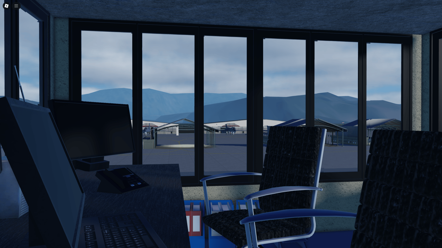Airport tower overlooking Roblox runway