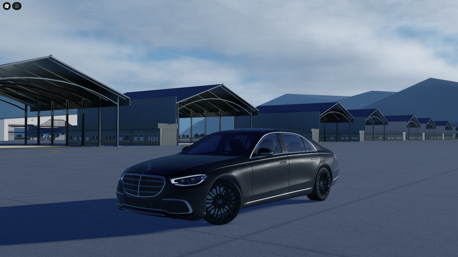 Roblox airbase with hangars and shelter buildings