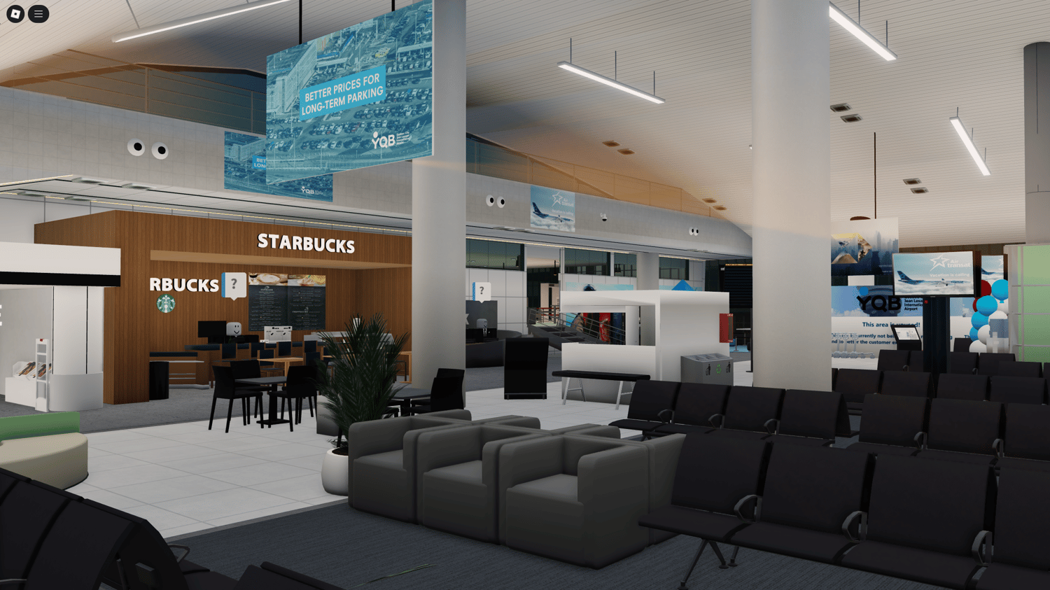 Roblox airport terminal with animated board