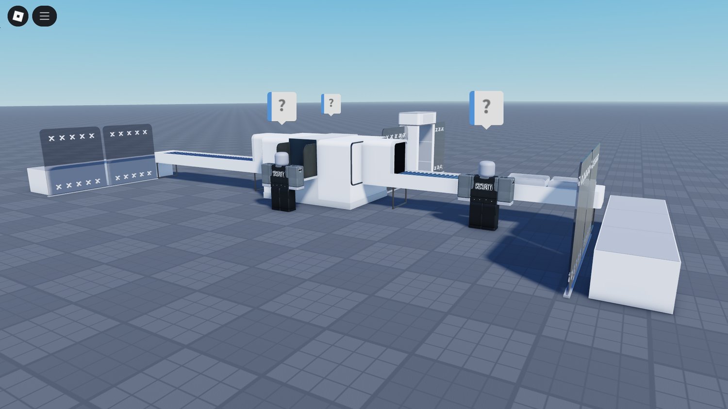 Scripted security checkpoint in Roblox with scanning sounds and light effects