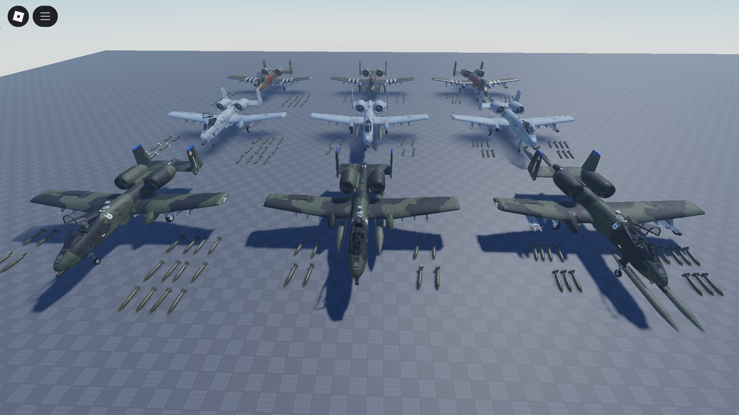Roblox A-10C Warthog model with detailed textures and functional features