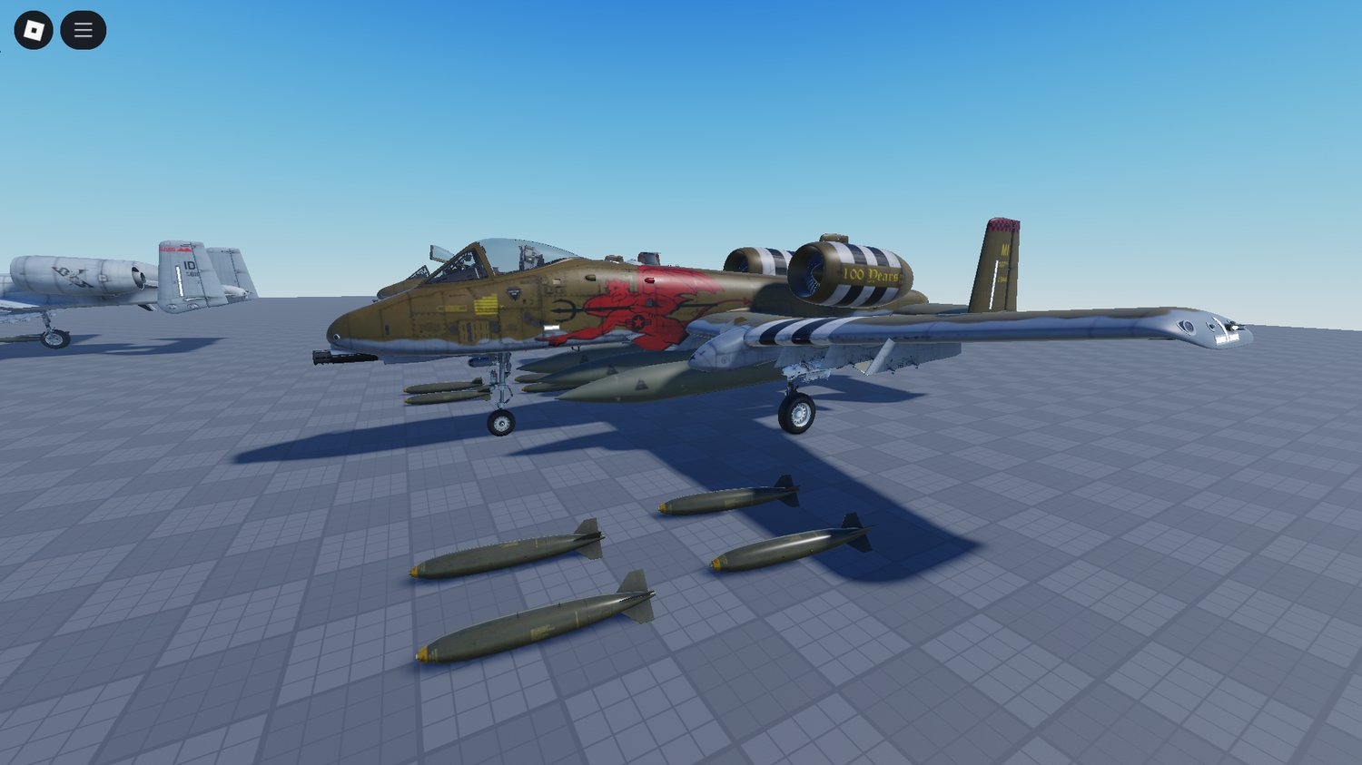 Close-up of A-10C Warthog cockpit and fuselage in Roblox game-ready model