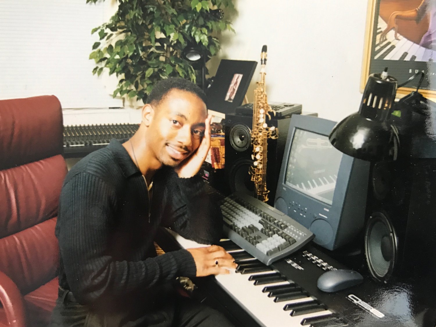 At my home recording studio in 1997