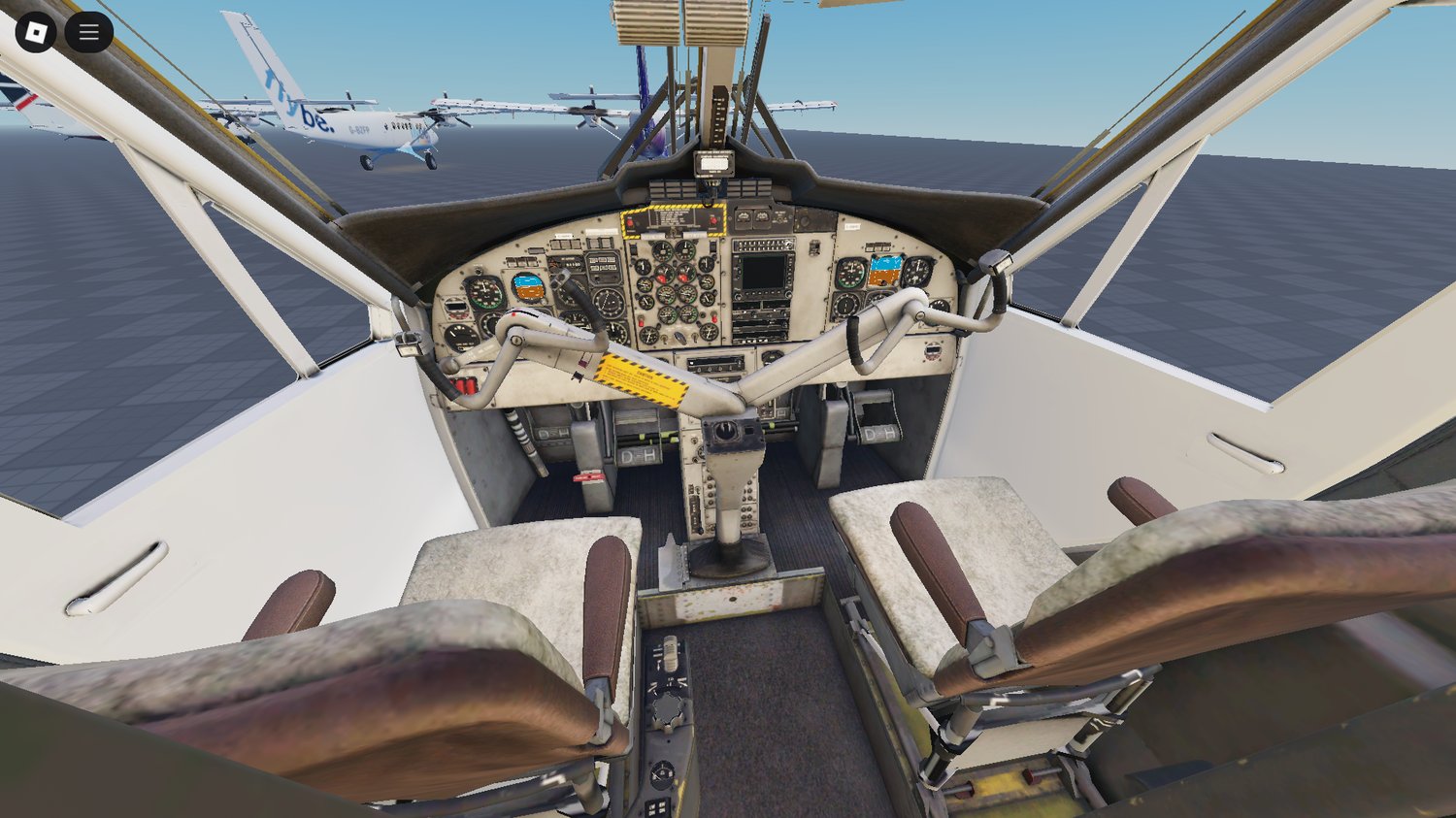Cockpit perspective with controls and dashboard