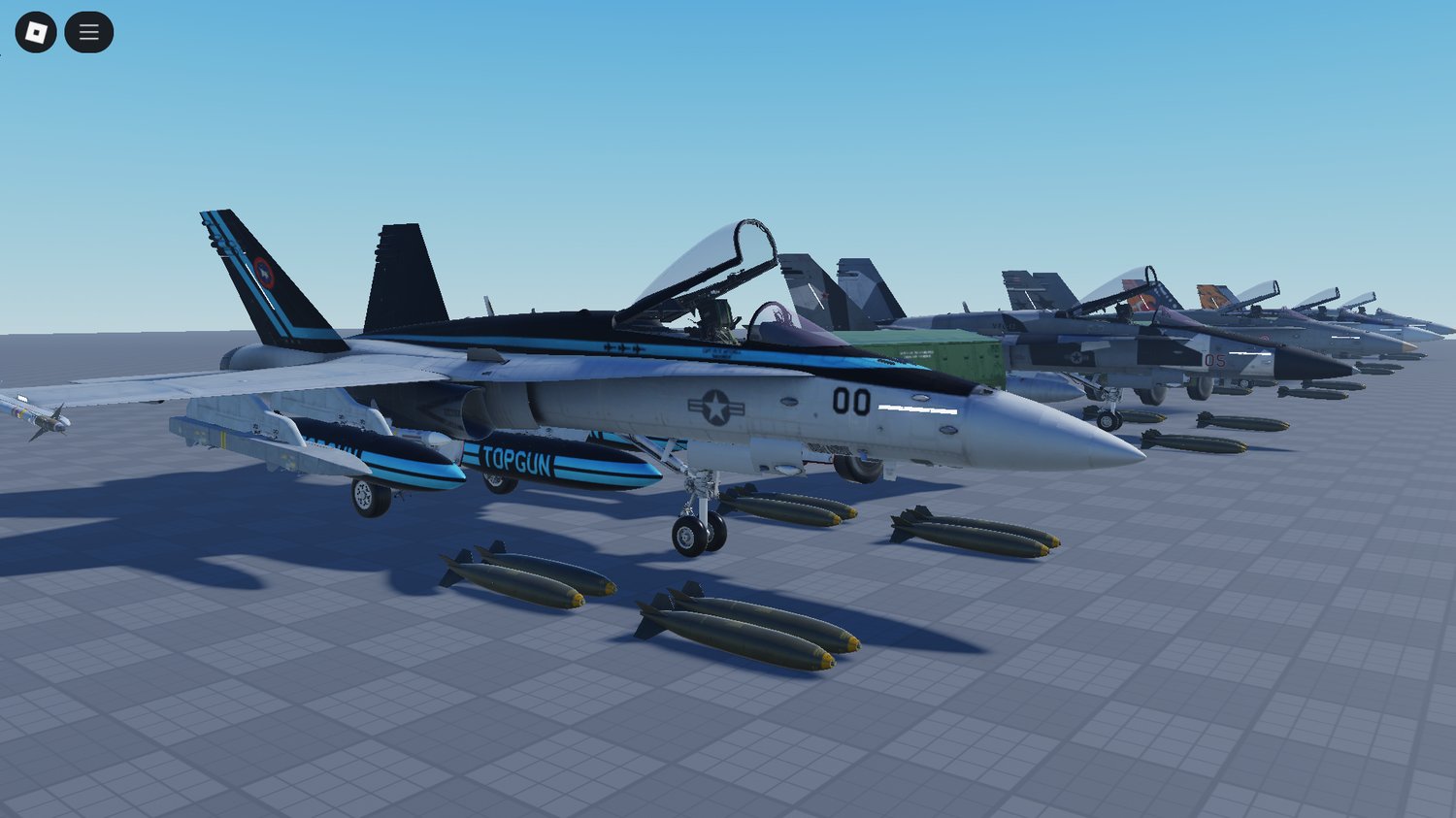 Rear view showing tail and afterburner FX