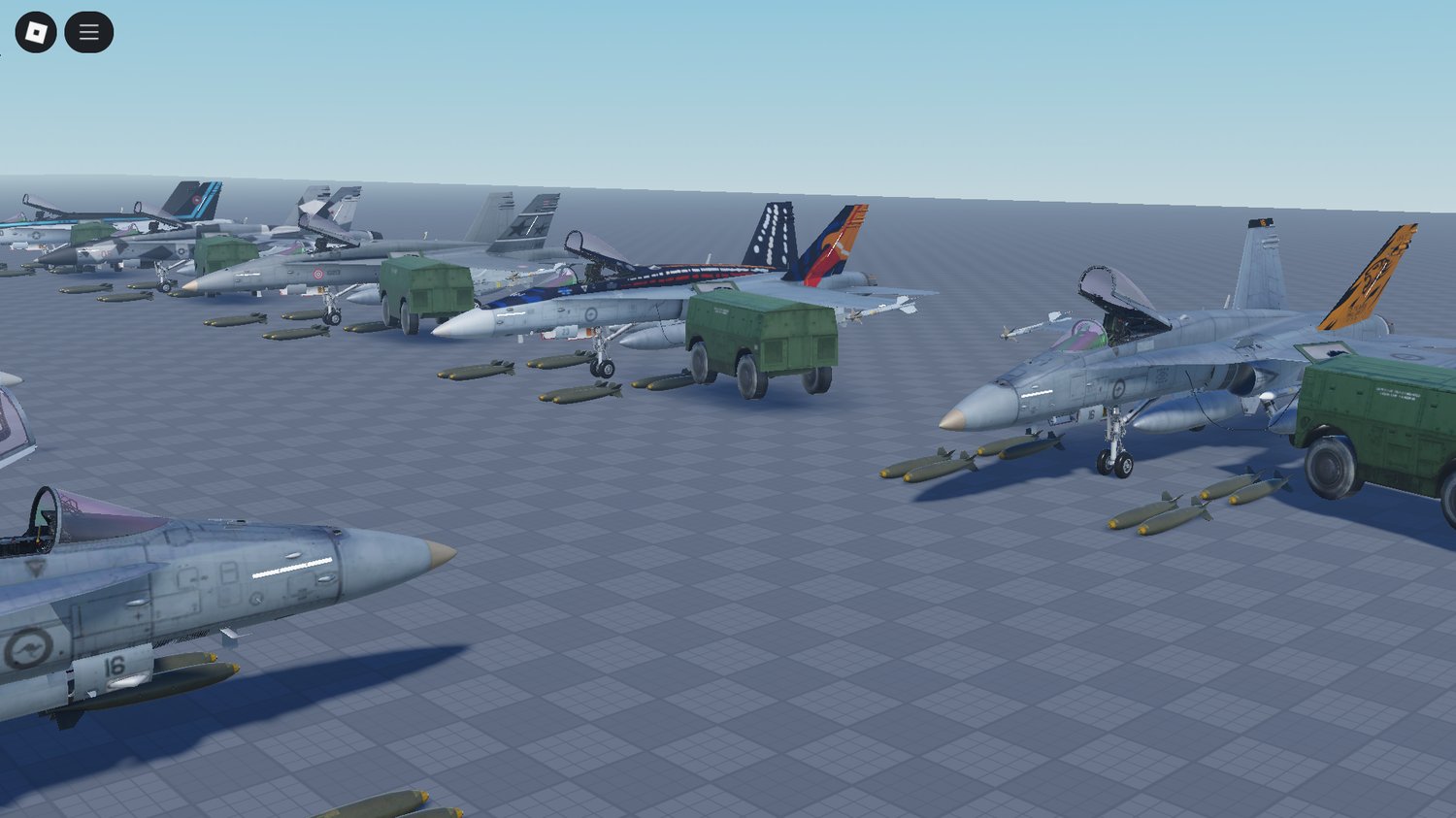 Roblox military scene featuring FA-18C squad
