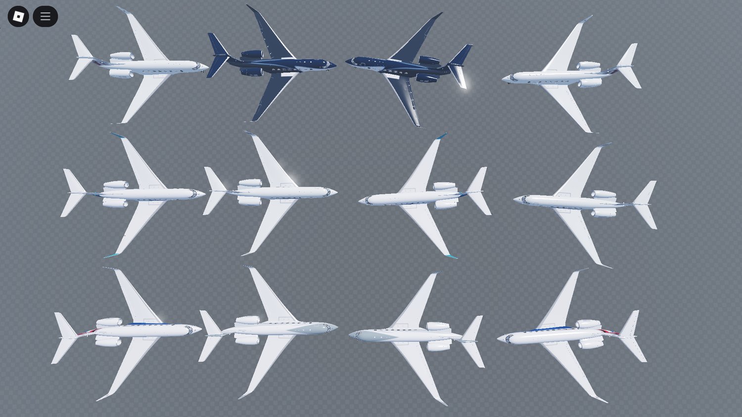 G-650 luxury jets lined up on Roblox tarmac
