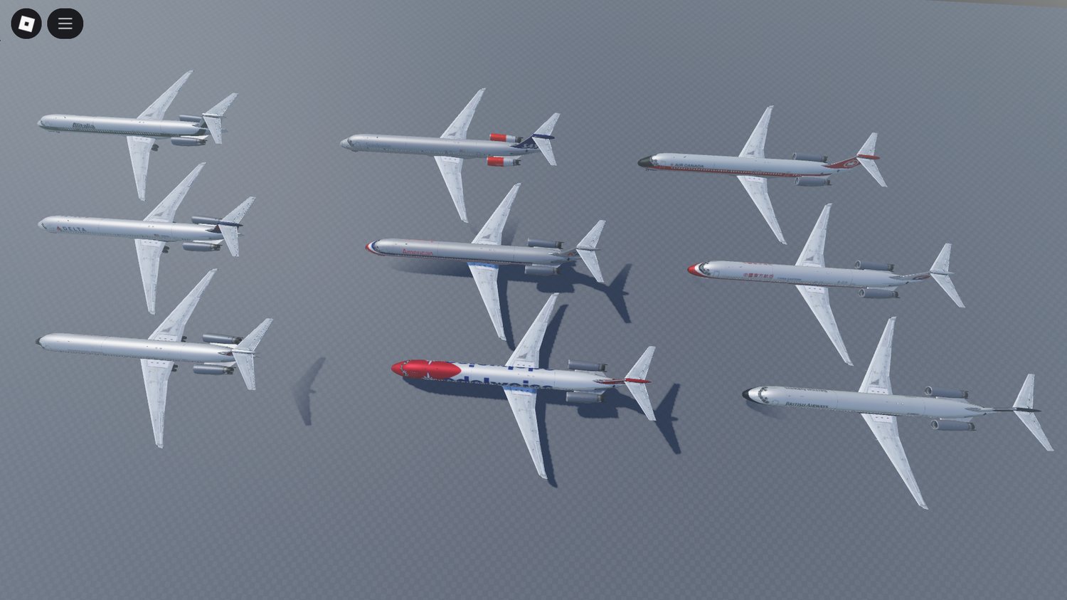 MD-81 jet lineup with multiple liveries