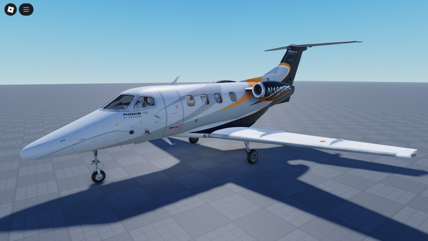 Phenom 100 jet parked at Roblox airport