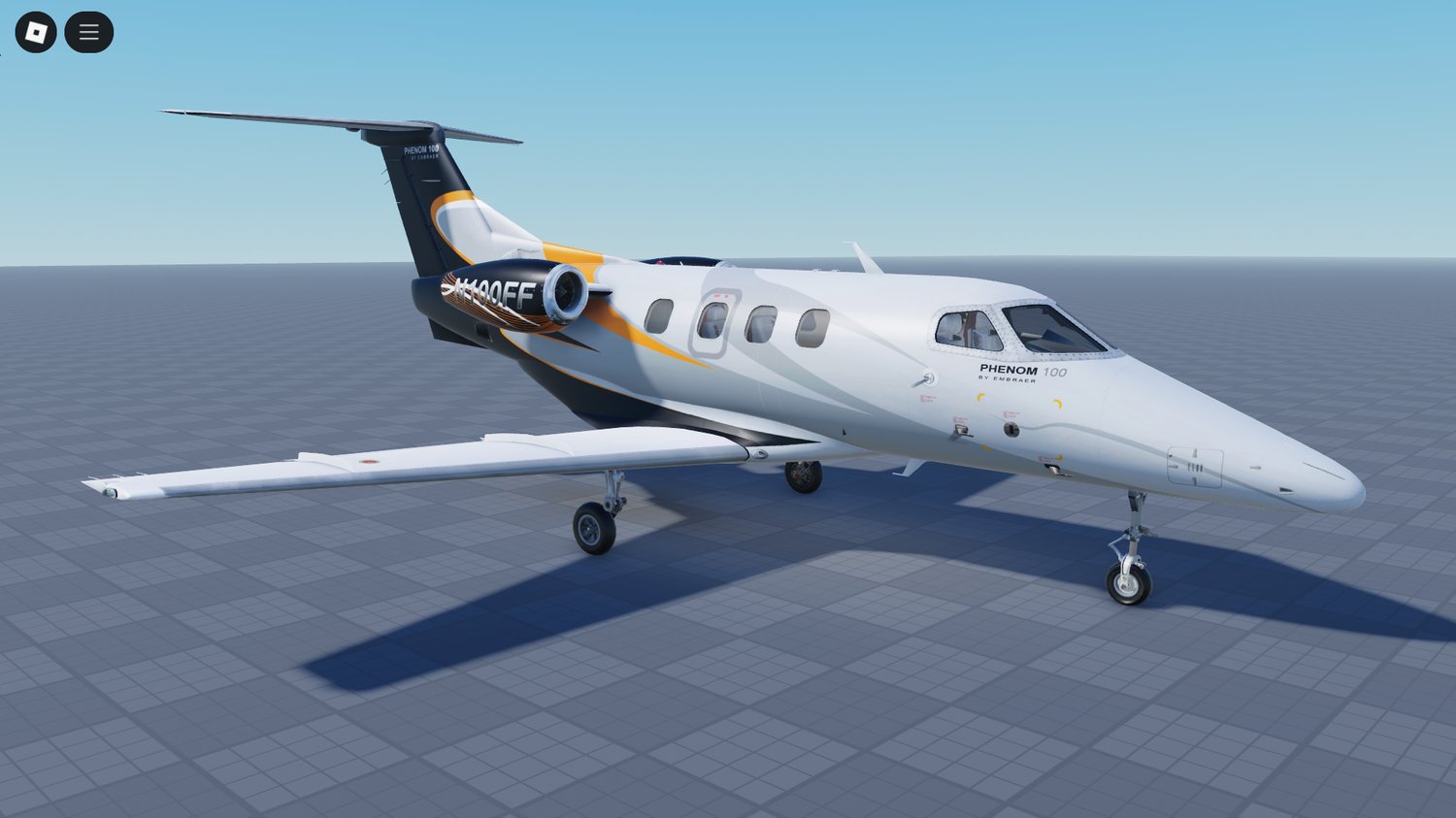 Front view of Phenom 100 with cockpit windows