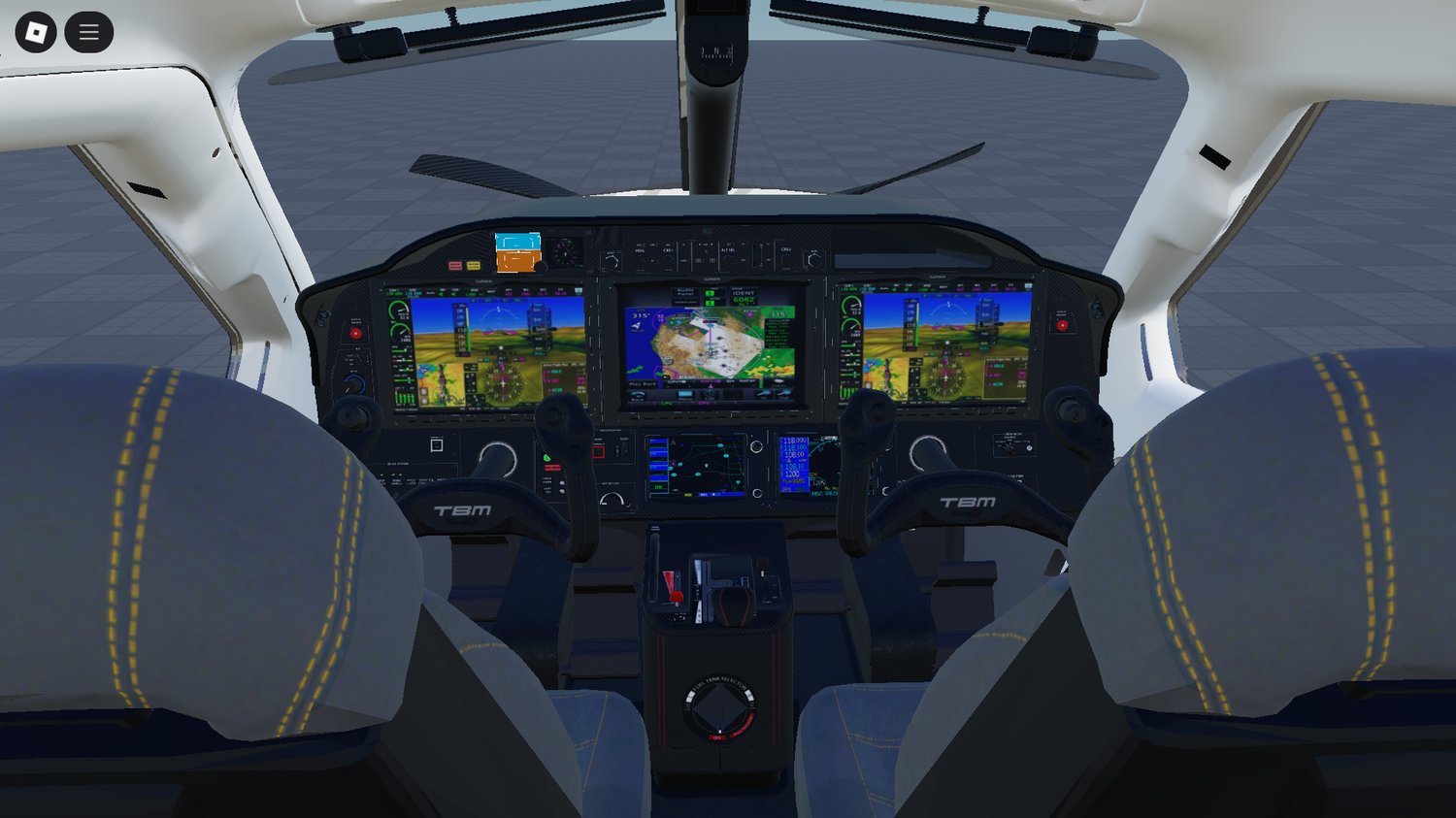 Interior cockpit of TBM-930 jet