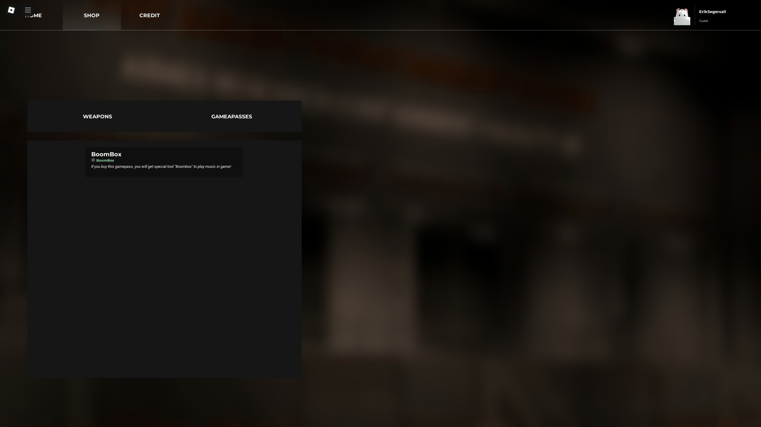 Shop page for gamepasses and perks