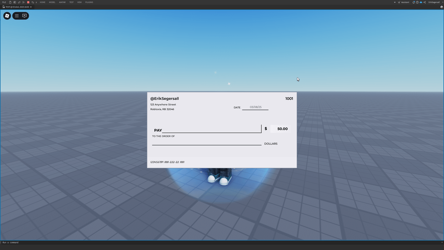 Roblox automatic payout UI appearing on screen