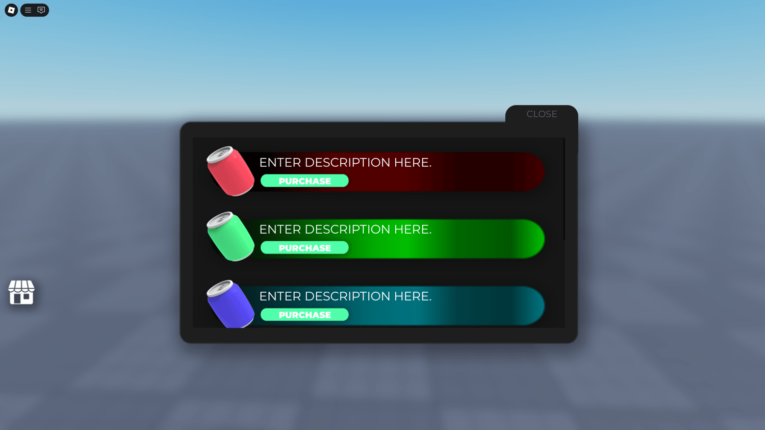 Animated gamepass shop menu for Roblox