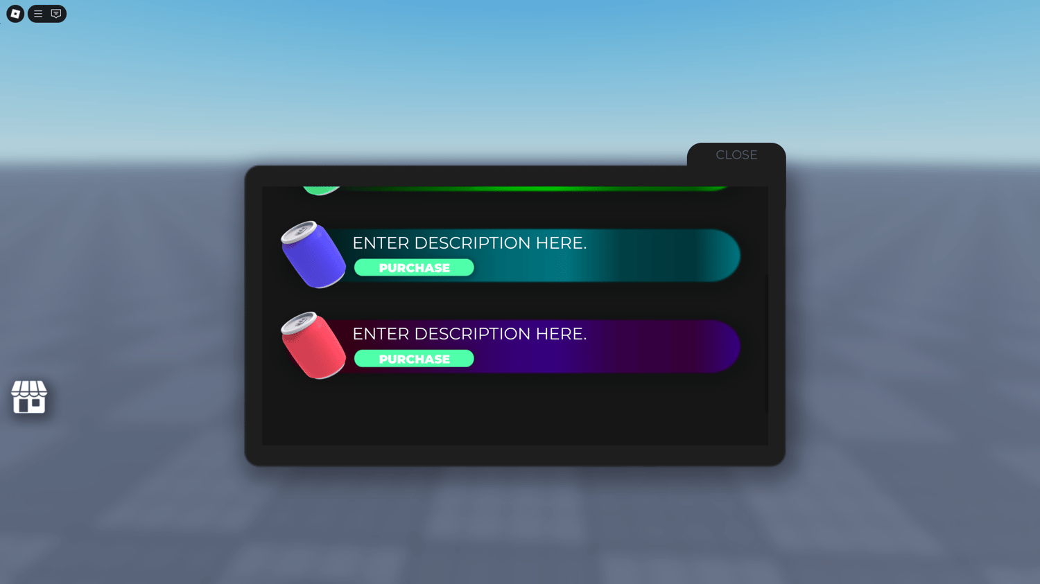 Left-screen shop icon in modern UI