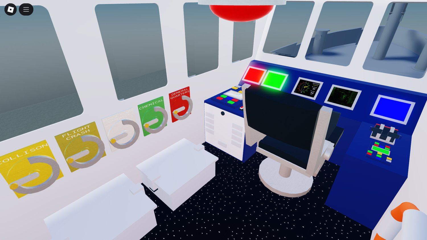 Alarm button system inside the ship