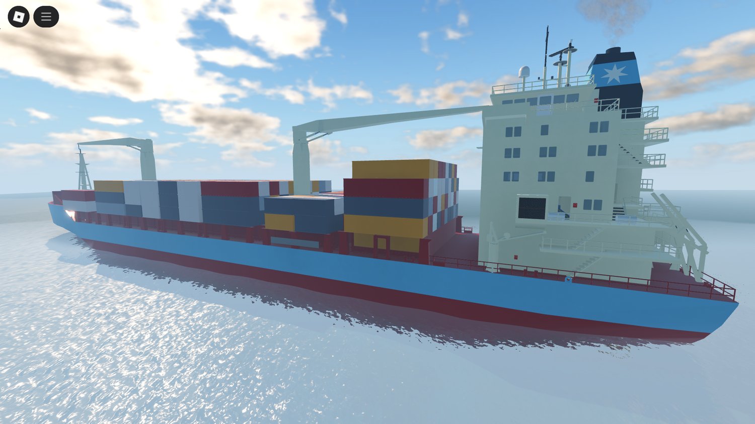 Shoreline with palm trees and ships