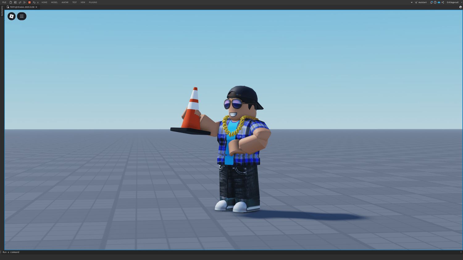 Roblox traffic cone tool being used