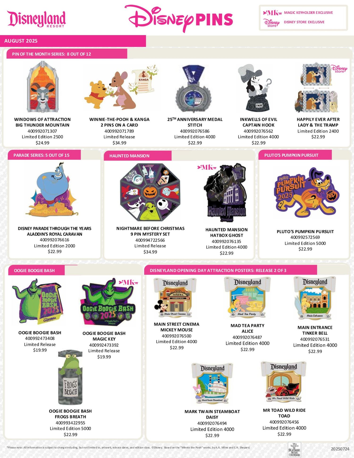 Disneyland, new releases, Disney pins