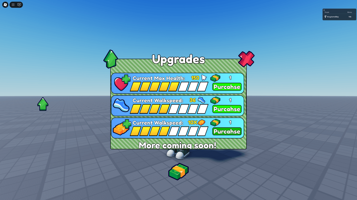 Custom upgrade menu with in-game currency