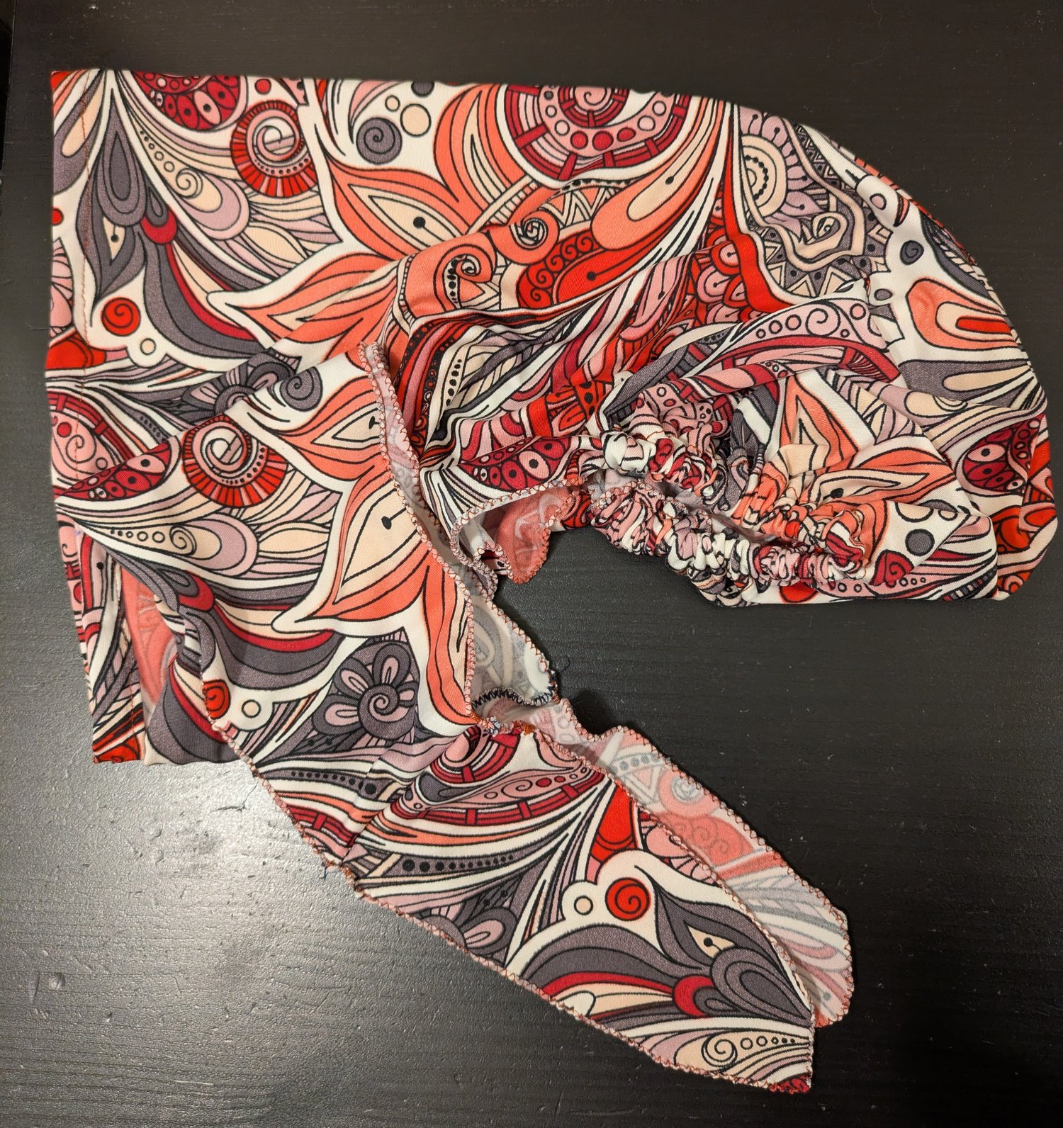 close up of fabric - Twist & Tame WildWrap by Wild Lilac Moto - Handmade motorcycle head wrap for medium to long hair — fits comfortably under helmets, keeps medium to long hair tangle-free