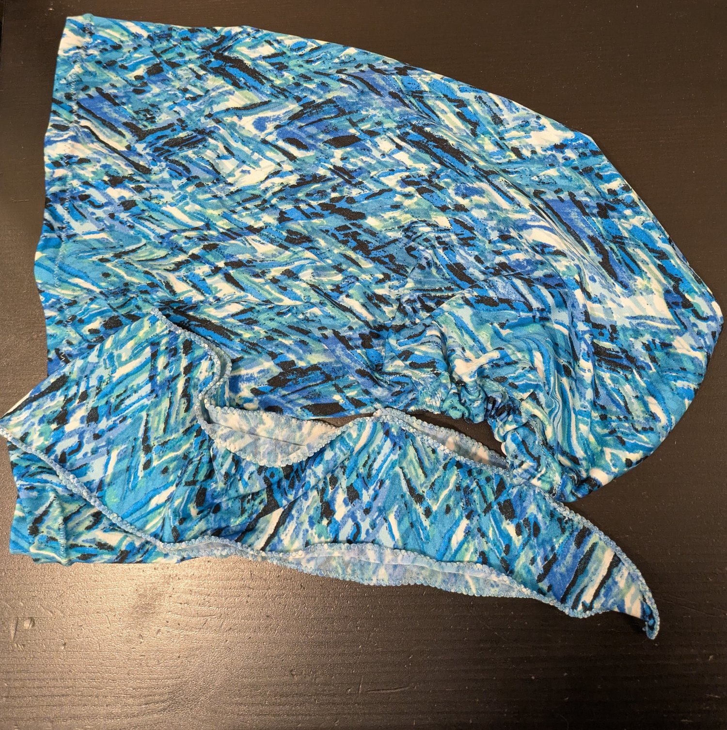 close up of fabric - Twist & Tame WildWrap by Wild Lilac Moto - Handmade motorcycle head wrap for medium to long hair — fits comfortably under helmets, keeps medium to long hair tangle-free