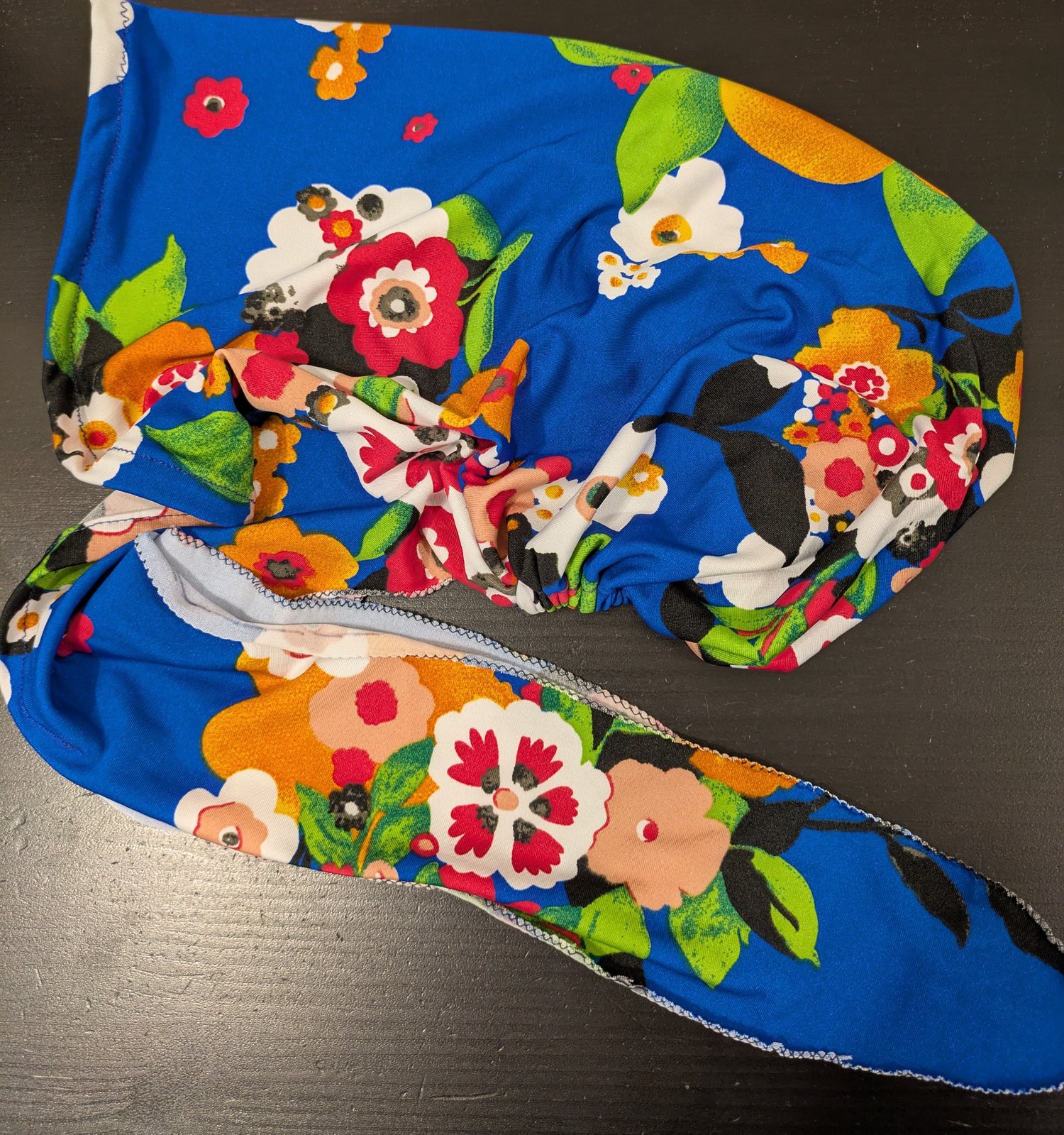 close up of fabric - Twist & Tame WildWrap by Wild Lilac Moto - Handmade motorcycle head wrap for medium to long hair — fits comfortably under helmets, keeps medium to long hair tangle-free