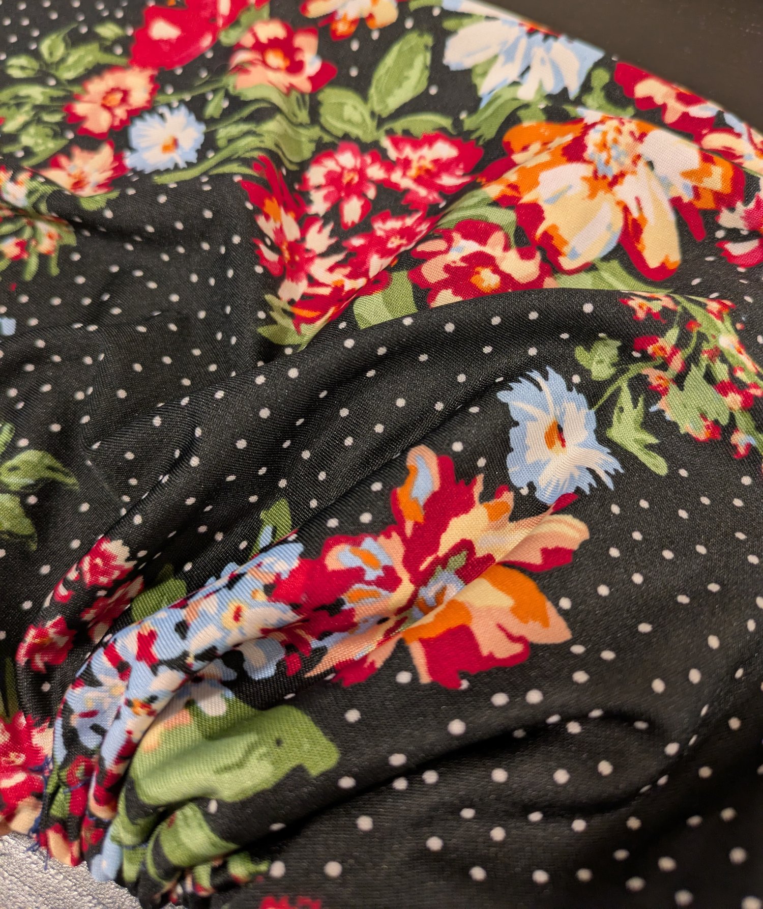 close up of fabric - Twist & Tame WildWrap by Wild Lilac Moto - Handmade motorcycle head wrap for medium to long hair — fits comfortably under helmets, keeps medium to long hair tangle-free