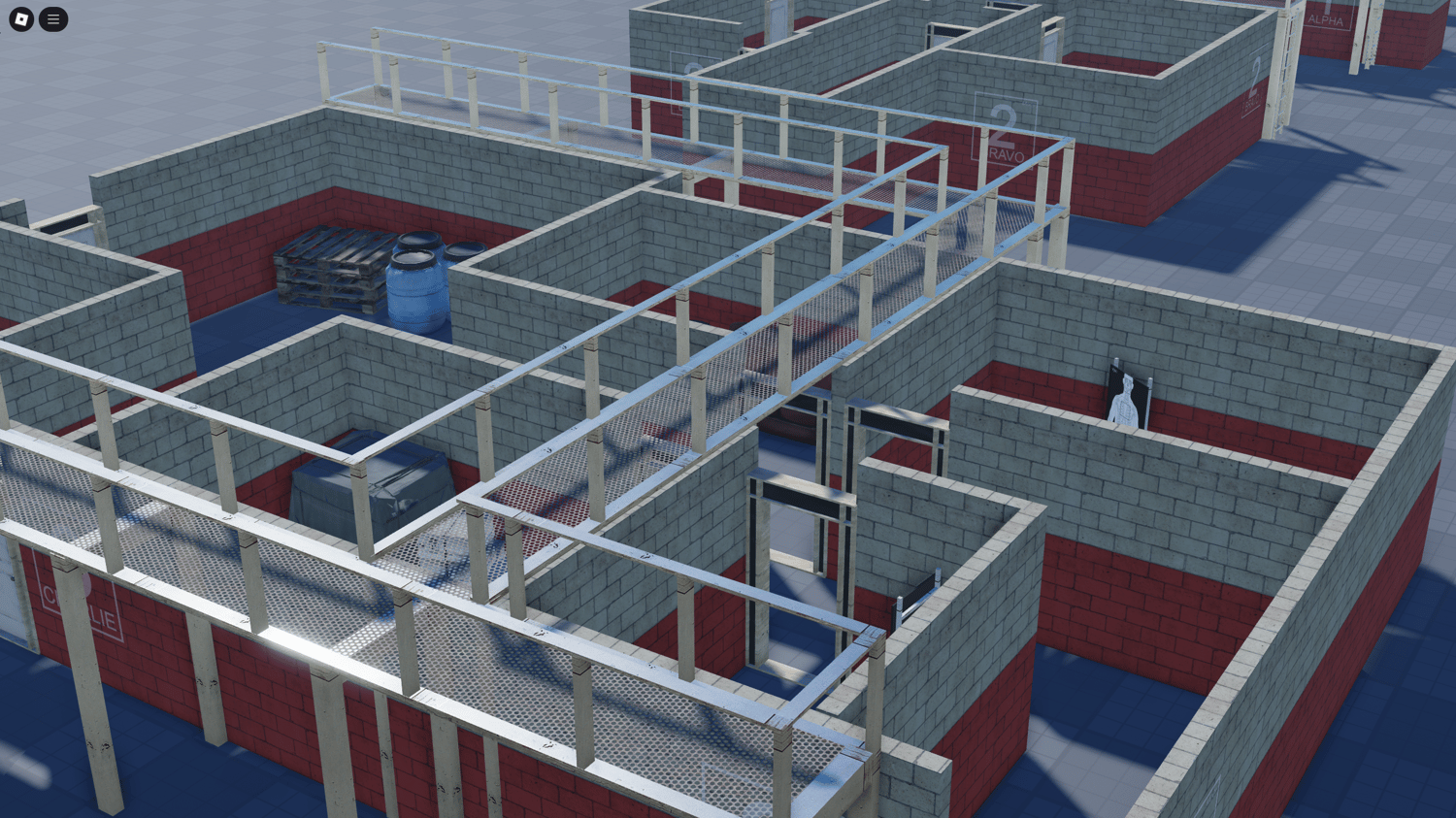 Bridge walkway above training maze