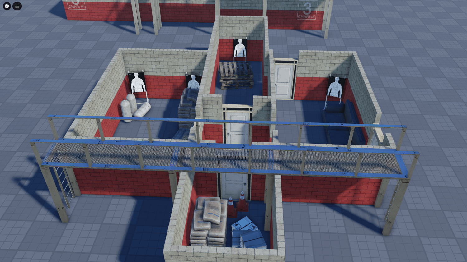 Tactical room layout with obstacles