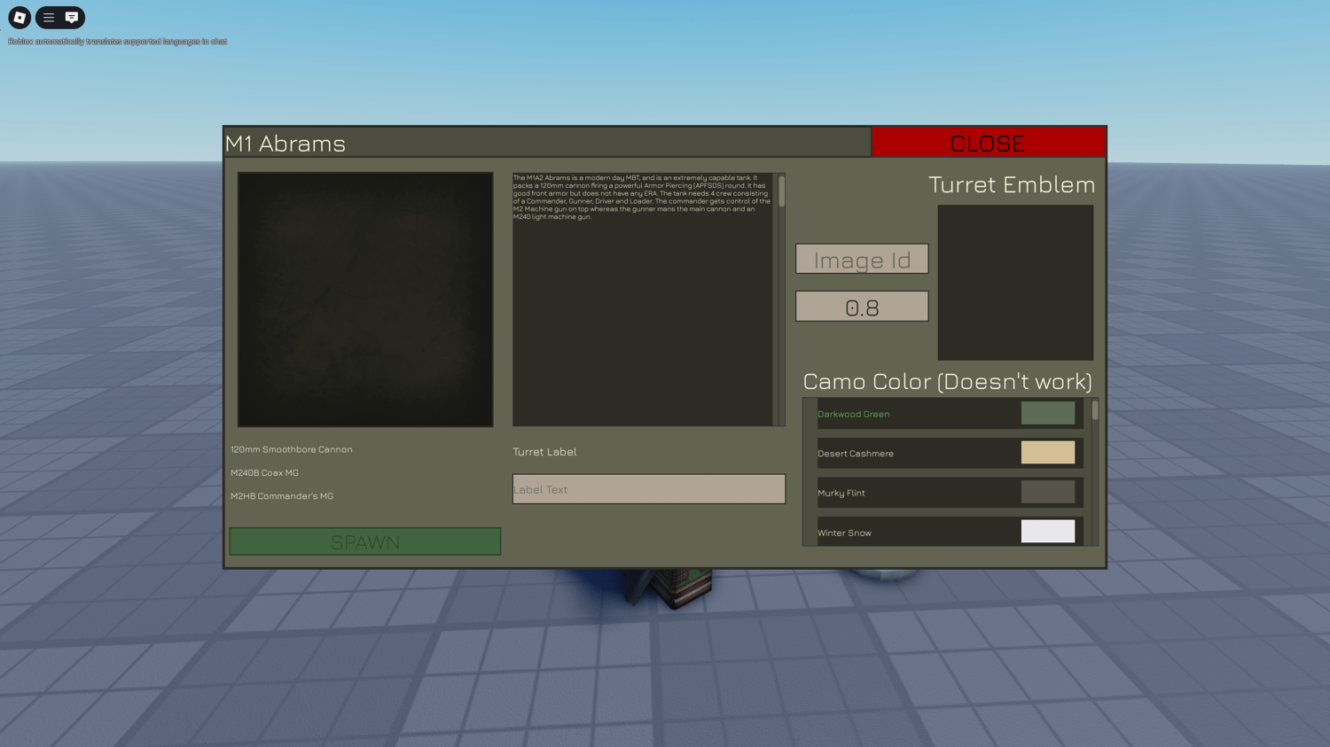 M1 Abrams tank with realistic textures in Roblox