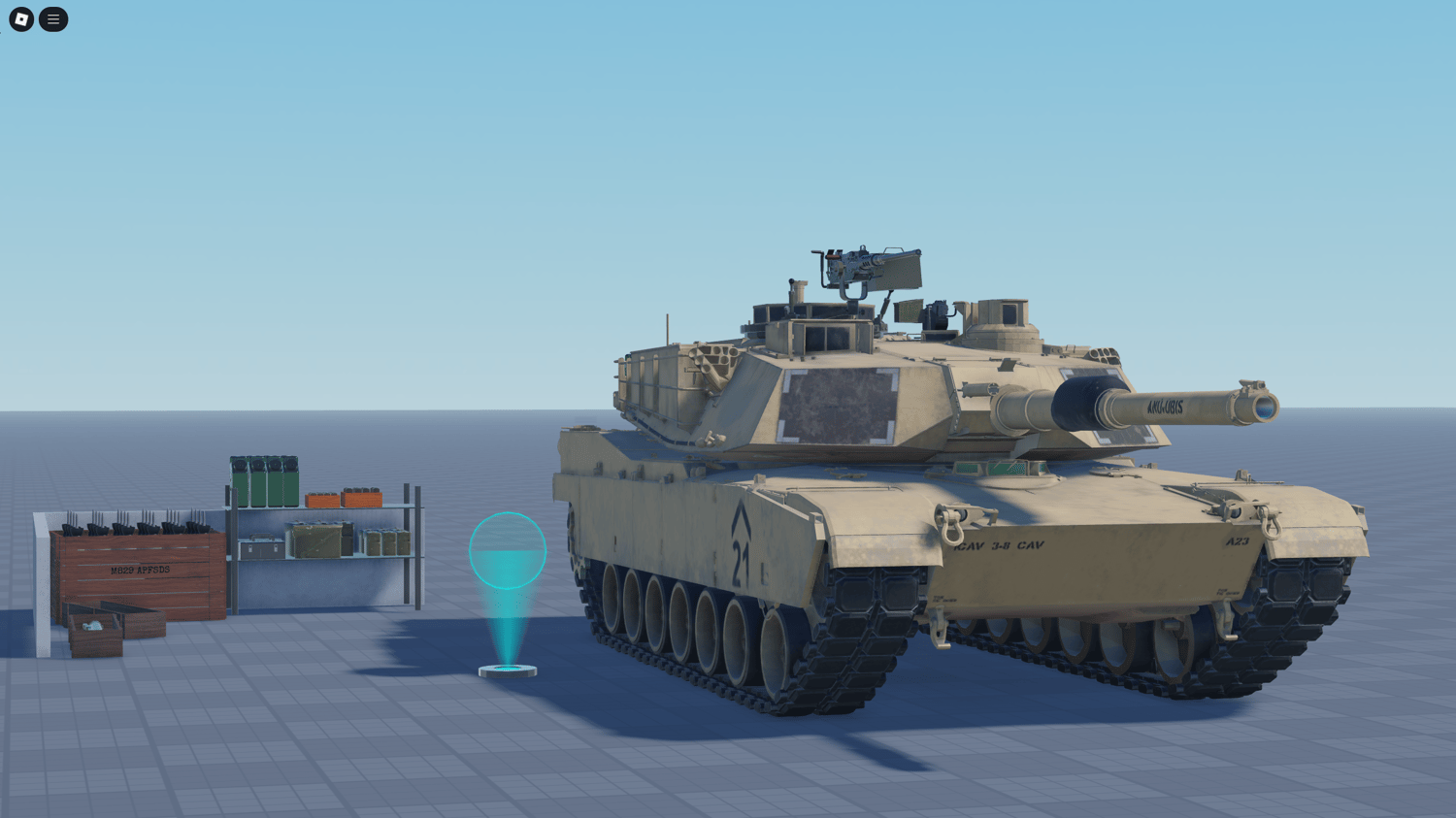 Close-up of M1 Abrams turret and cannon system