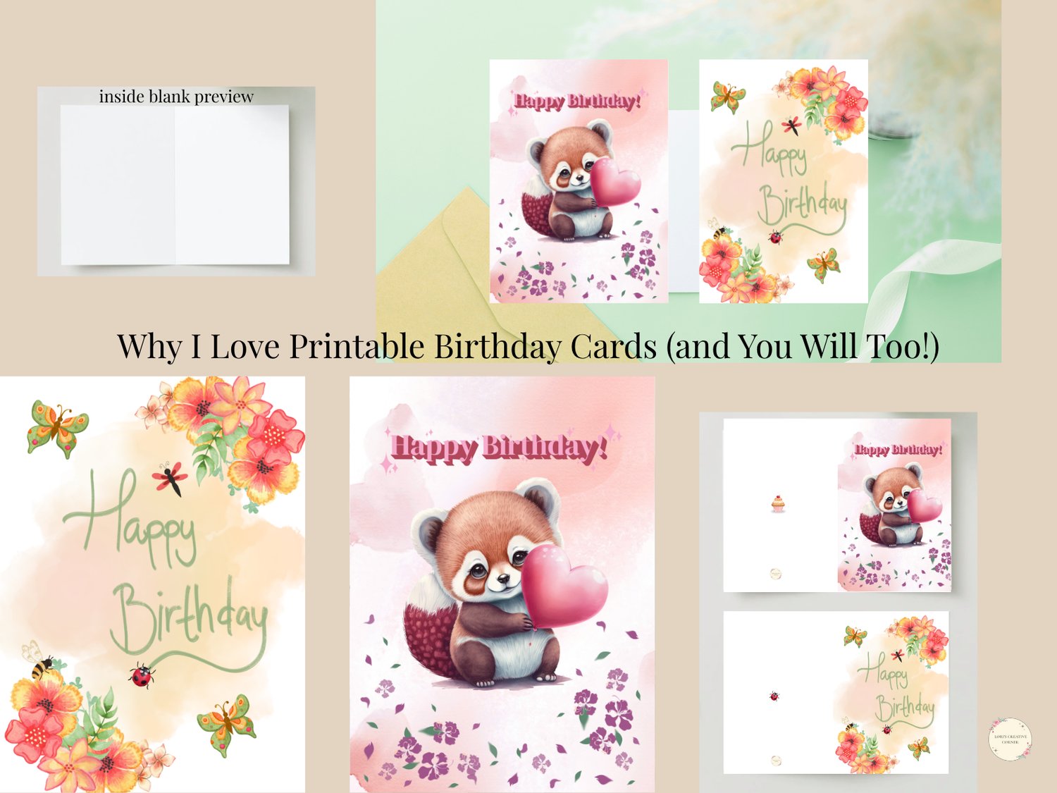 Foldable birthday card designs – instant download and easy to print