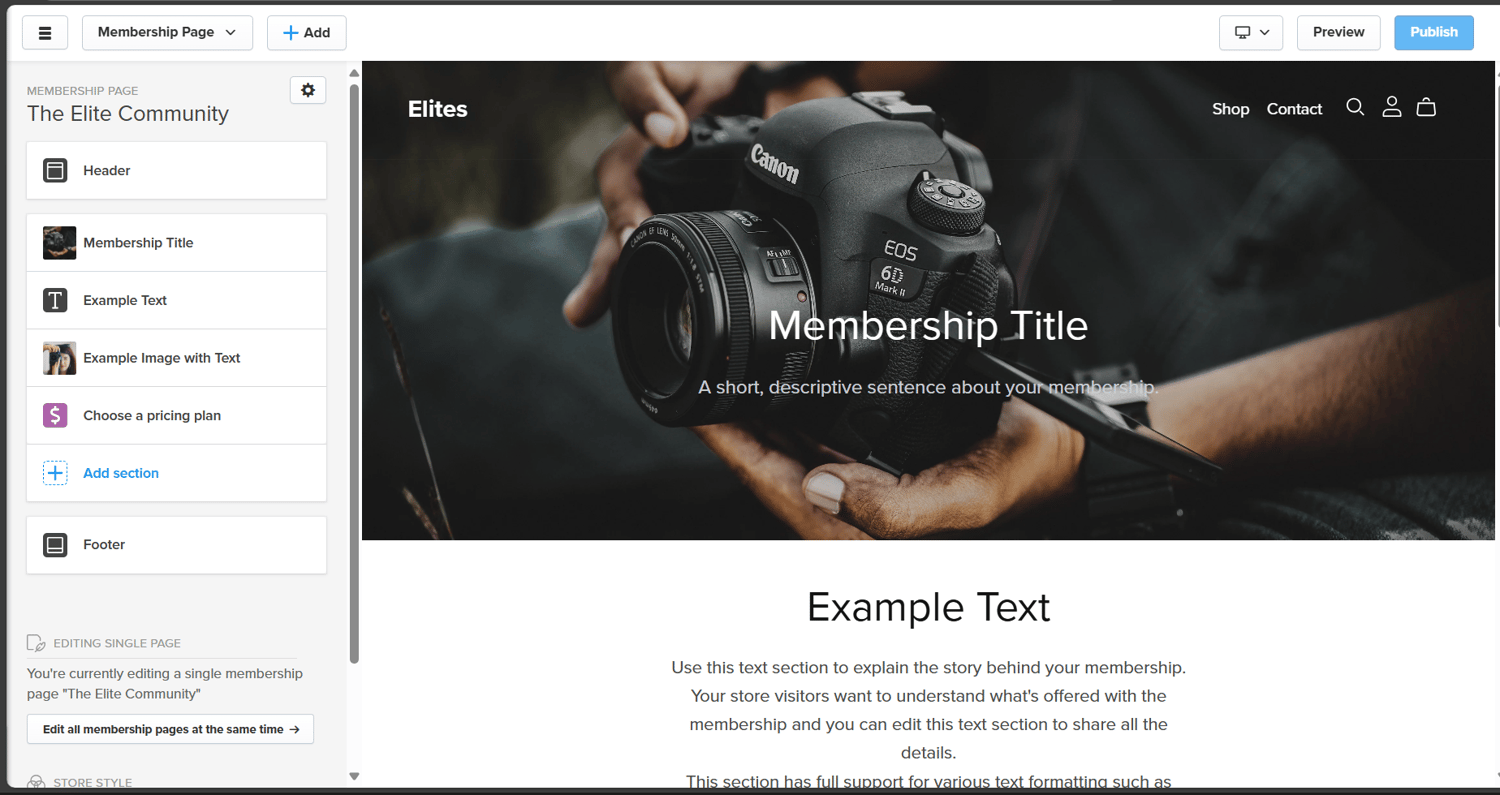 Payhip membership page builder on Payhip store builder