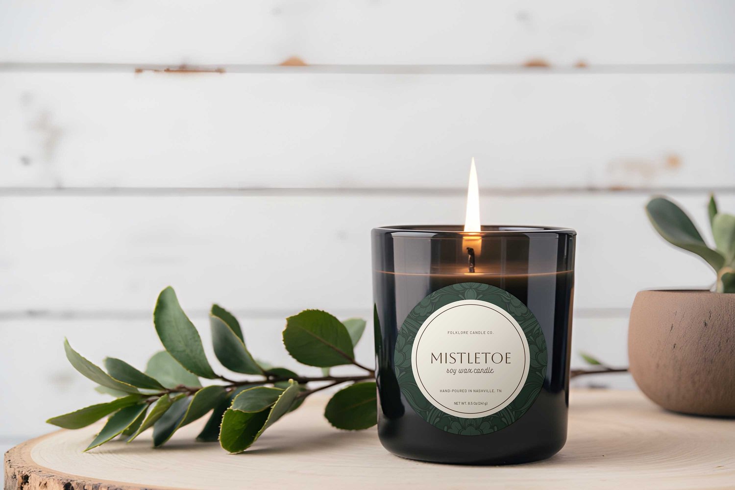 candle product label template featuring a damask background