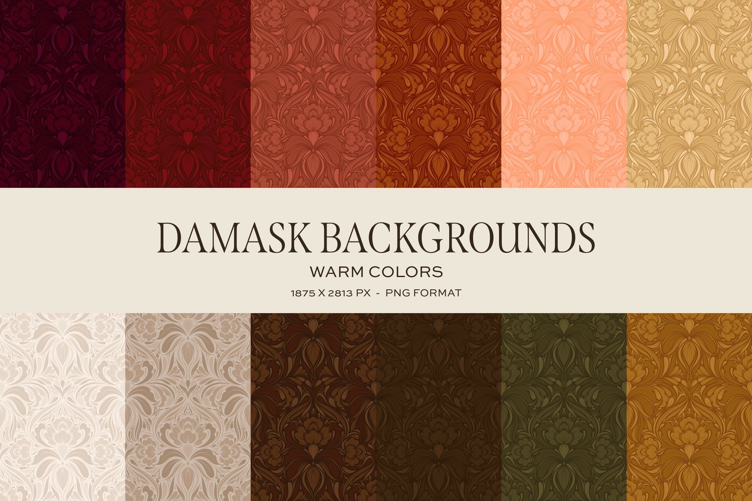 candle product label template featuring a damask background