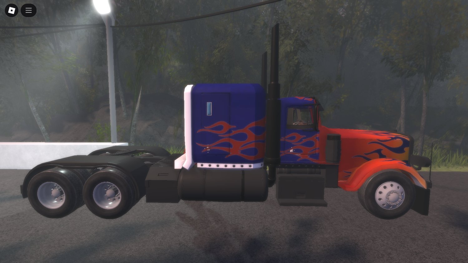 Close-up of Peterbilt 379 chrome grill and lights