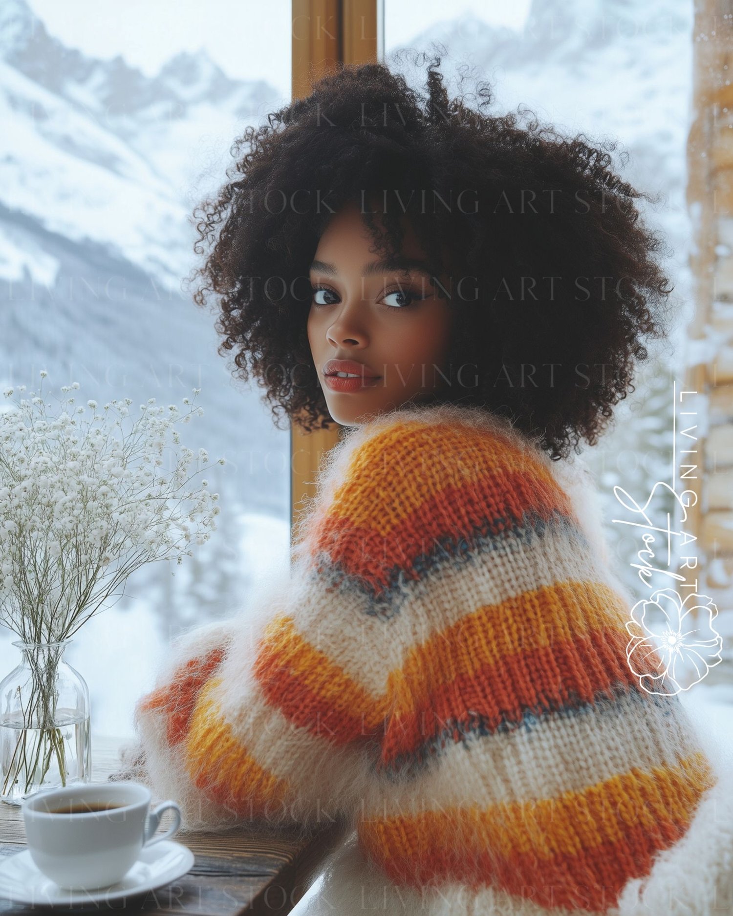 Balck woman winter leisure stock photos