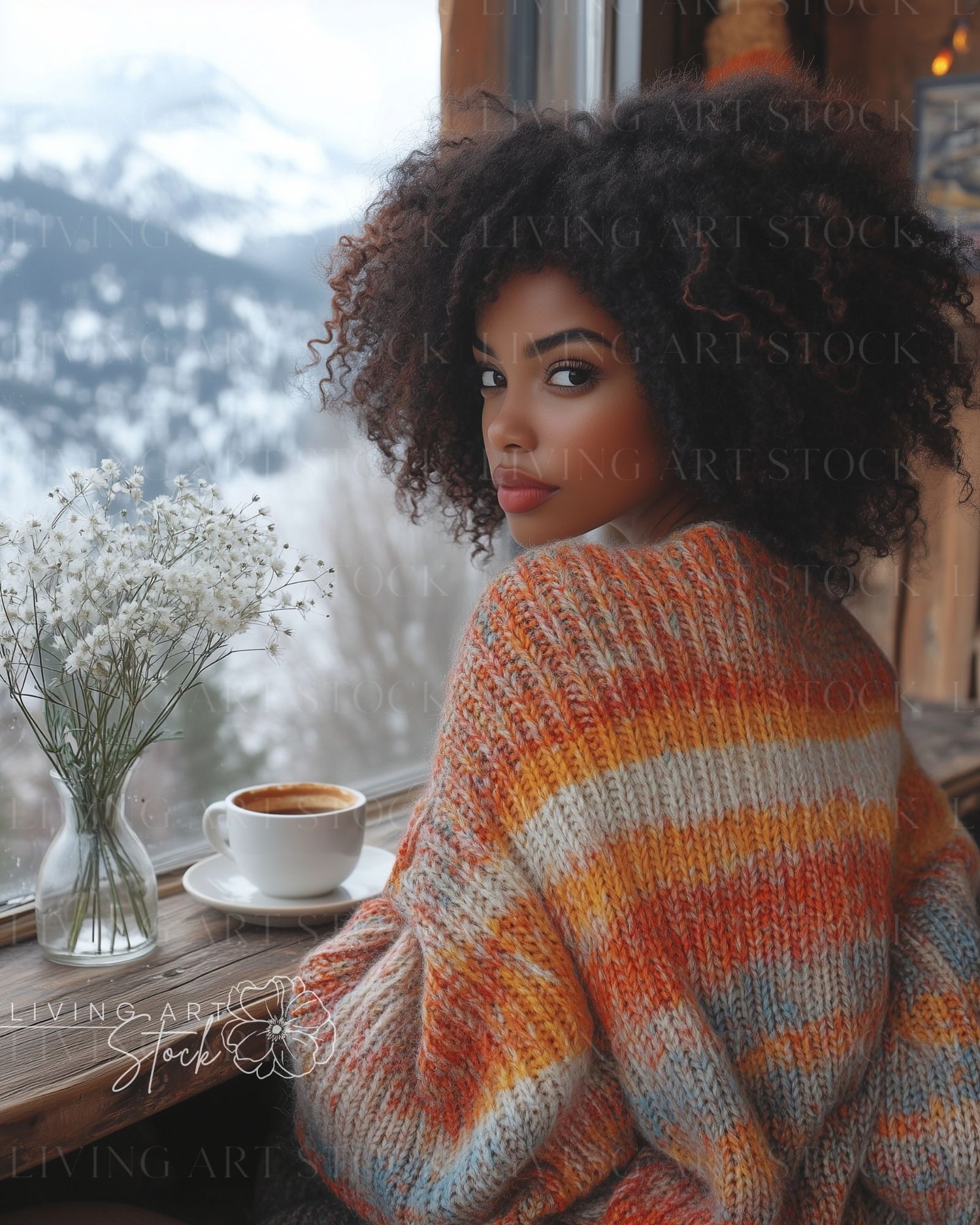 Black women winter getaway stock photos